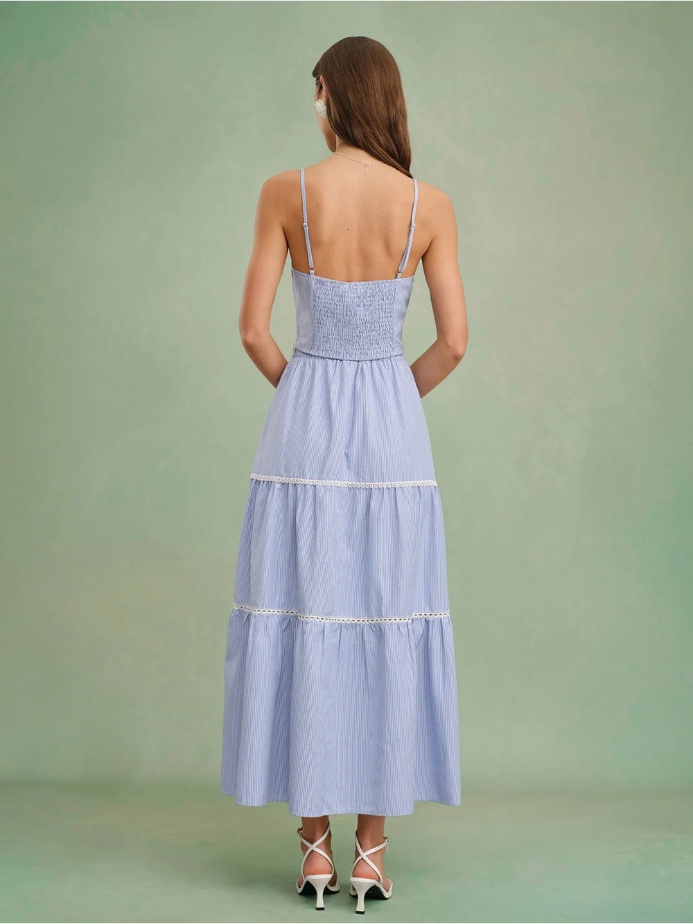 Rihoas Blue Stripe Maxi Skirt with Elastic Waistband - Picture 7 of 7